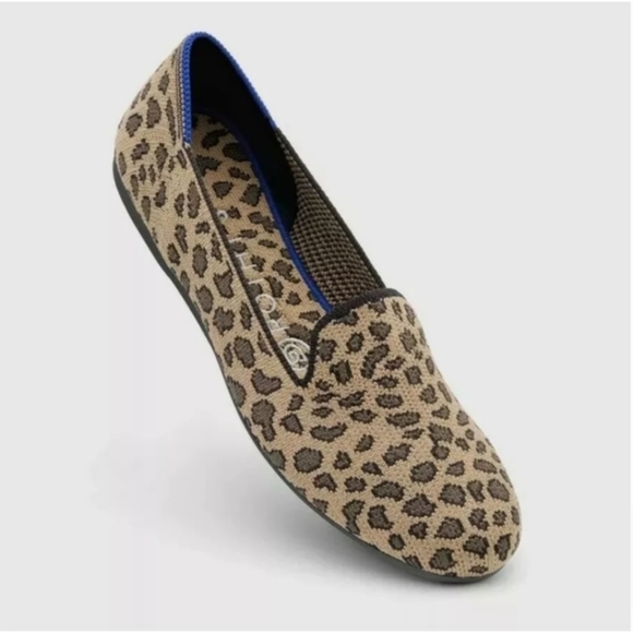 Rothys Spotted Leopard Print Loafers Slip On Round Toe Animal Print Flats Shoes - Picture 1 of 6